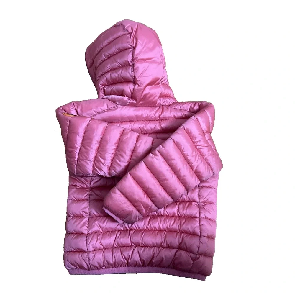 Save The Duck Kids Shiny Hooded Puffer Jacket 2T Pink A001900